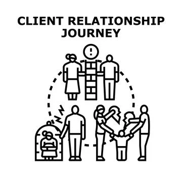 Client relationship journey stages vector icon concept Stock Illustration