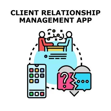 Client relationship management app helping resolve communication issues 스톡 일러스트