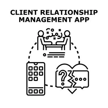 Client relationship management app helping resolve communication issues Stock Illustration