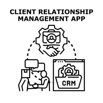 Client relationship management app service concept Stock Illustration