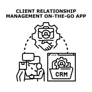 Client relationship management on the go app concept Illustrazione stock