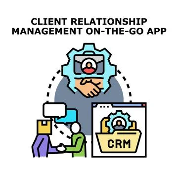 Client relationship management on the go app concept 스톡 일러스트