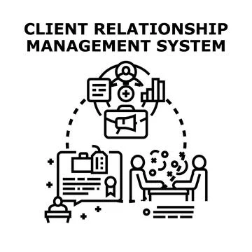 Client relationship management system concept illustrating business process 스톡 일러스트