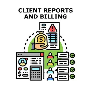 Client reporting and billing generating financial data Stock Illustration