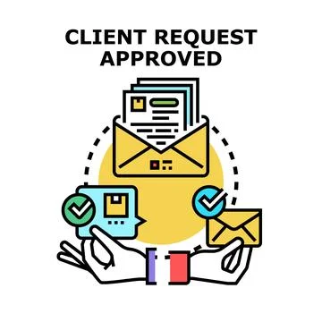 Client request approved message sending process Stock Illustration