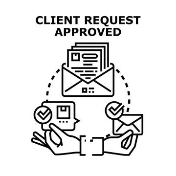 Client request approved message sending process Stock Illustration