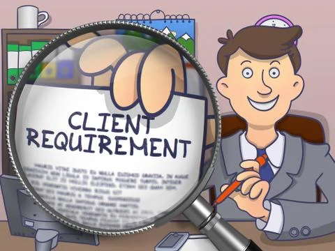 Client Requirement through Lens. Doodle Concept イラスト素材