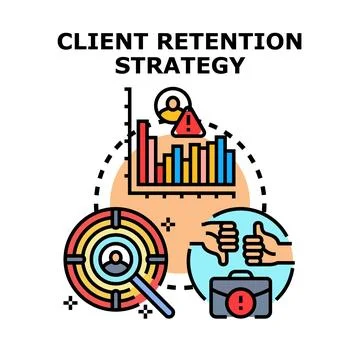 Client retention strategy analyzing business growth metrics Illustrazione stock