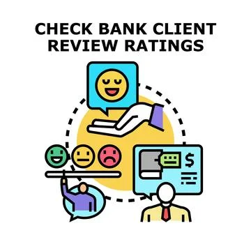 Client review ratings checking finance customer service quality Stock Illustration