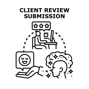 Client review submission process with feedback rating Stock Illustration