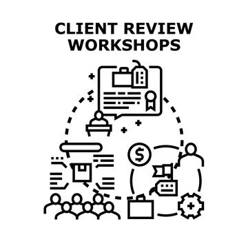 Client review workshops concept creating project feedback Stock Illustration
