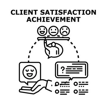 Client satisfaction achievement concept evaluating customer feedback Stock Illustration