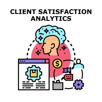 Client satisfaction analytics data processing for positive customer experienc Stock Illustration