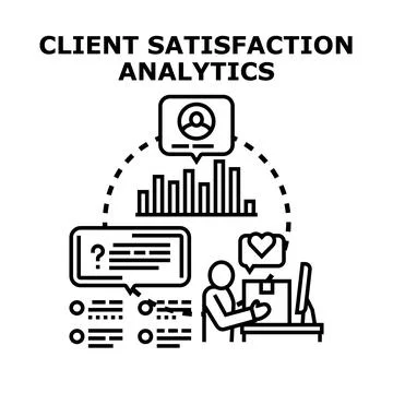 Client satisfaction analytics measuring customer feedback Illustrazione stock