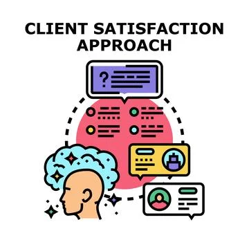 Client satisfaction approach developing customer value Stock Illustration