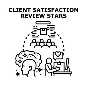 Client satisfaction creating positive review feedback Stock Illustration