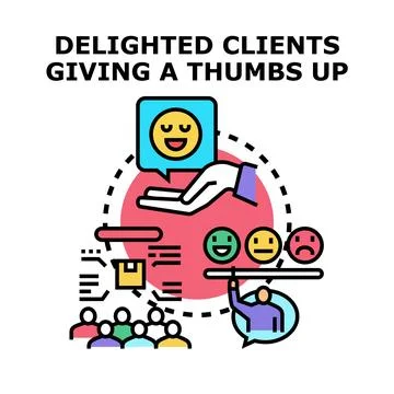 Client satisfaction feedback concept receiving positive review Illustrazione stock