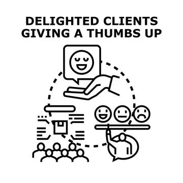 Client satisfaction feedback concept receiving positive review Illustrazione stock