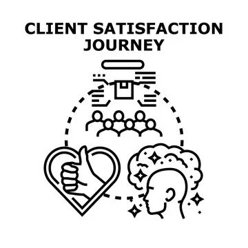 Client satisfaction journey obtaining positive customer experience Stock Illustration