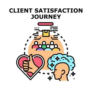 Client satisfaction journey obtaining positive customer experience Stock Illustration