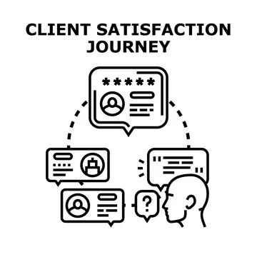 Client satisfaction journey process involving user feedback and review Stock Illustration