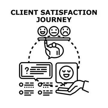 Client satisfaction journey tracking feedback and service experience Stock Illustration