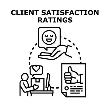 Client satisfaction ratings measuring customer feedback and service Stock Illustration