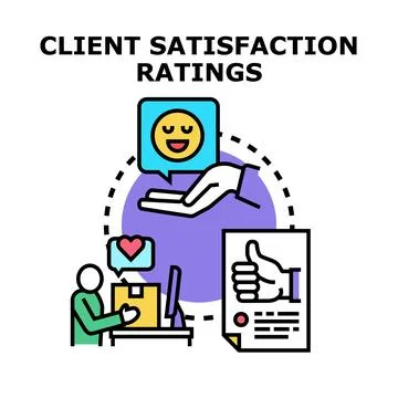 Client satisfaction ratings measuring customer feedback and service Stock Illustration