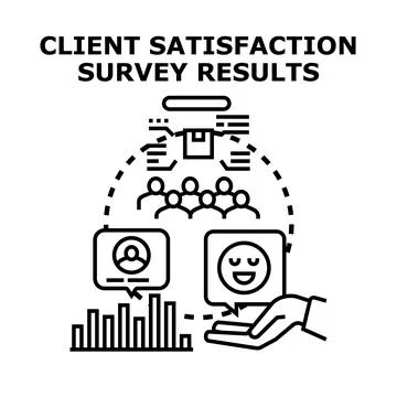 Client satisfaction survey results analysis concept Stock Illustration