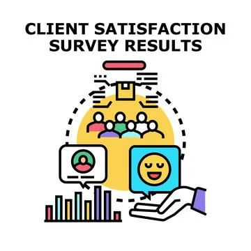 Client satisfaction survey results analysis concept Stock Illustration
