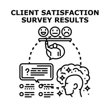 Client satisfaction survey results measuring feedback and rating Stock Illustration