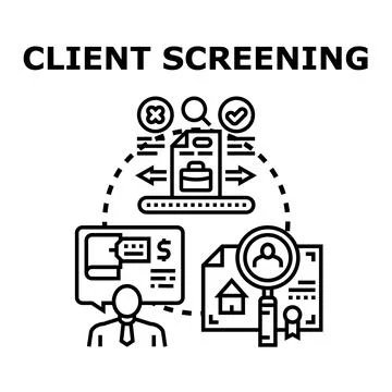 Client screening process for business analysis Stock Illustration