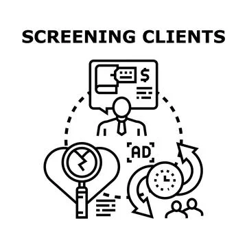 Client screening process for business evaluation and onboarding Stock Illustration