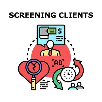 Client screening process for business evaluation and onboarding Stock Illustration