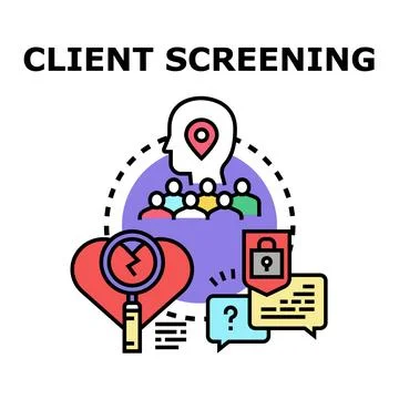 Client screening process for customer assessment Stock Illustration