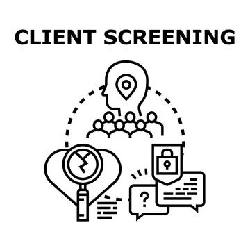 Client screening process for customer assessment Stock Illustration