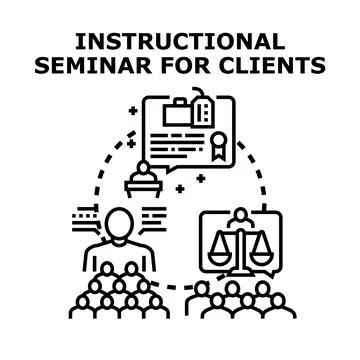 Client seminar concept illustrating a speaker providing detailed instructiona Stock Illustration