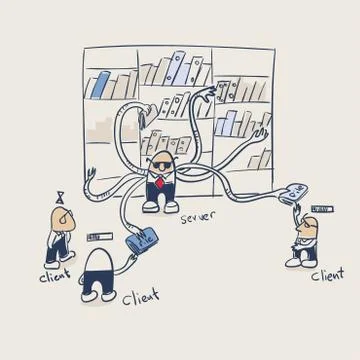 Client server file torrent illustration vector doodle sketch 스톡 일러스트