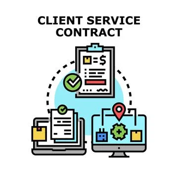Client service contract agreement system management concept Stock Illustration