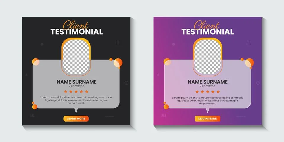 Client service feedback or customer testimonial social media post or web banner Stock Illustration