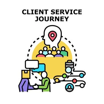 Client service journey analyzing customer experience process Illustrazione stock