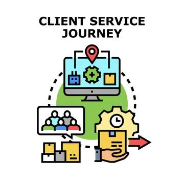 Client service journey process improving customer experience workflow Stock Illustration