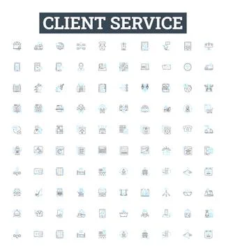 Client service vector line icons set. Client, Service, Client-service, Help Illustrazione stock