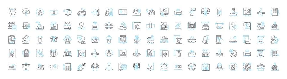 Client service vector line icons set. Client, Service, Client-service, Help Illustrazione stock