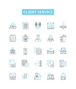 Client service vector line icons set. Client, Service, Client-service, Help Illustrazione stock