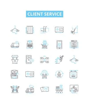 Client service vector line icons set. Client, Service, Client-service, Help Illustrazione stock