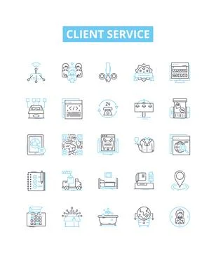 Client service vector line icons set. Client, Service, Client-service, Help Illustrazione stock