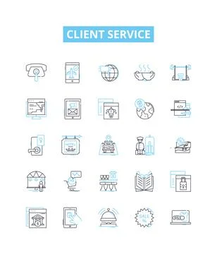 Client service vector line icons set. Client, Service, Client-service, Help Illustrazione stock