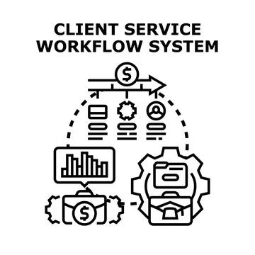 Client service workflow system operating business process イラスト素材