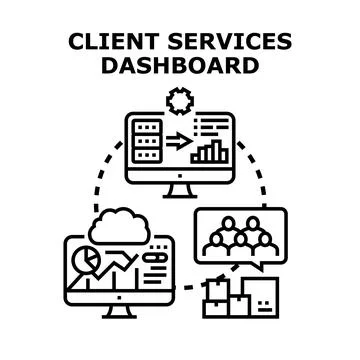 Client services dashboard vector concept illustration Stock Illustration